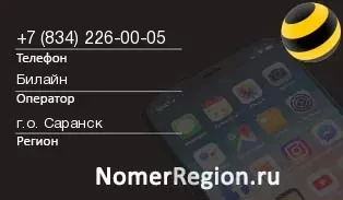 Кто звонил с 8342260005 - регион и оператор